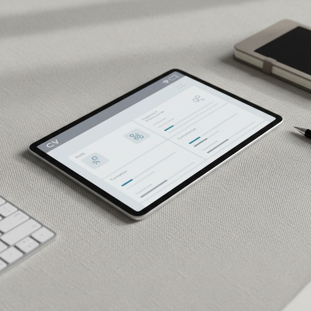 Un ordinateur portable et d'autres objets de bureau sur une table.